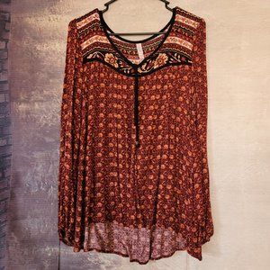 xhiliration Boho Blouse Size XL